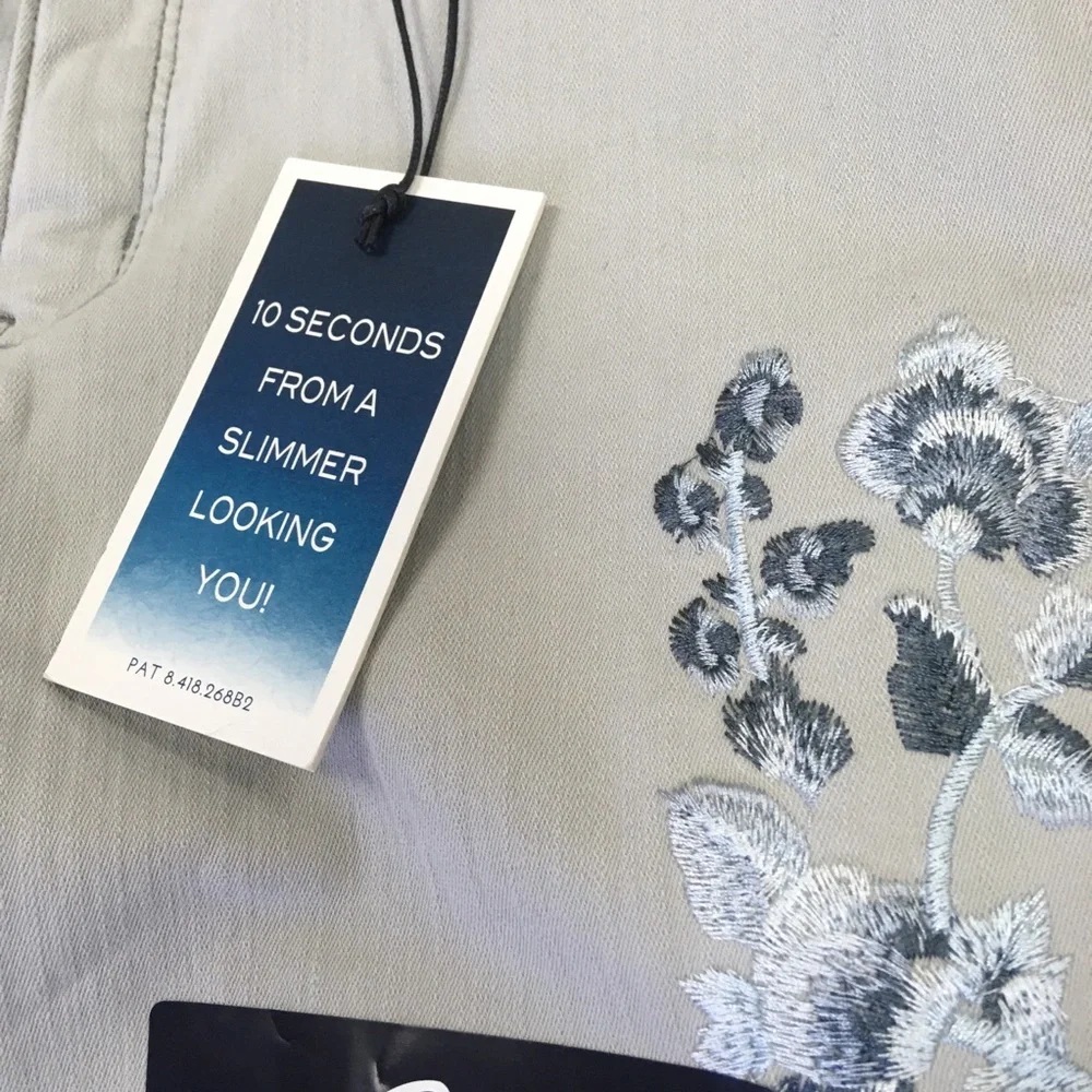 Women's Light Gray Floral Jeans